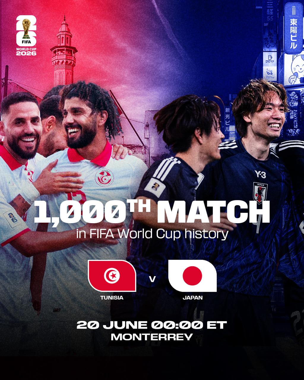 Túnez vs Japón partido 100