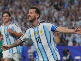 Messi festeja en Kansas City vs Argelia