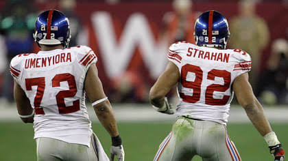 Michael Straham y Osi Umenyiora Giants